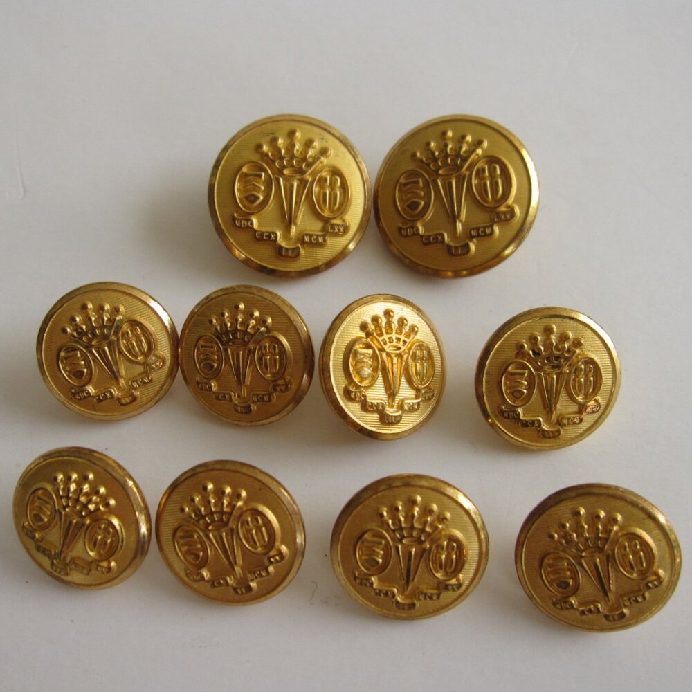 Southwick Blazer 10 Replacement Buttons Gold Crown Insignia Waterbury USA MADE